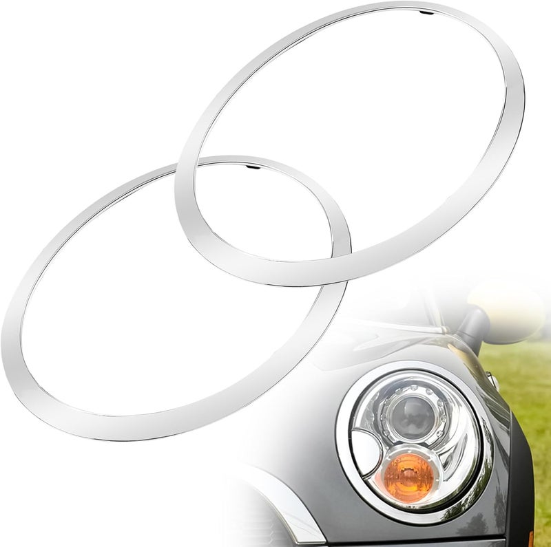 Pleoos Headlight Trim Ring Bezel, Left Driver & Right Passenger Side Chrome Headlight Bezel Compatible with 2014-2018 MINI Cooper F55 F56 F57 Replaces 51137300631 51137300632(1Set) - Image 1